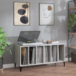 vidaXL Dulap pentru discuri gri sonoma, 100x38x48 cm, lemn prelucrat vidaXL Dulap pentru discuri gri sonoma, 100x38x48 cm, lemn prelucrat