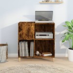 vidaXL Dulap pentru discuri stejar fumuriu 84,5x38x89 cm lemn compozit vidaXL Dulap pentru discuri stejar fumuriu 84,5x38x89 cm lemn compozit