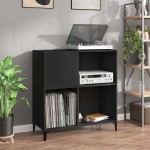 vidaXL Dulap pentru discuri negru 84,5x38x89 cm lemn compozit vidaXL Dulap pentru discuri negru 84,5x38x89 cm lemn compozit