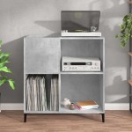 vidaXL Dulap pentru discuri gri beton 84,5x38x89 cm lemn compozit