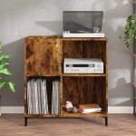 vidaXL Dulap pentru discuri stejar fumuriu 84,5x38x89 cm lemn compozit vidaXL Dulap pentru discuri stejar fumuriu 84,5x38x89 cm lemn compozit