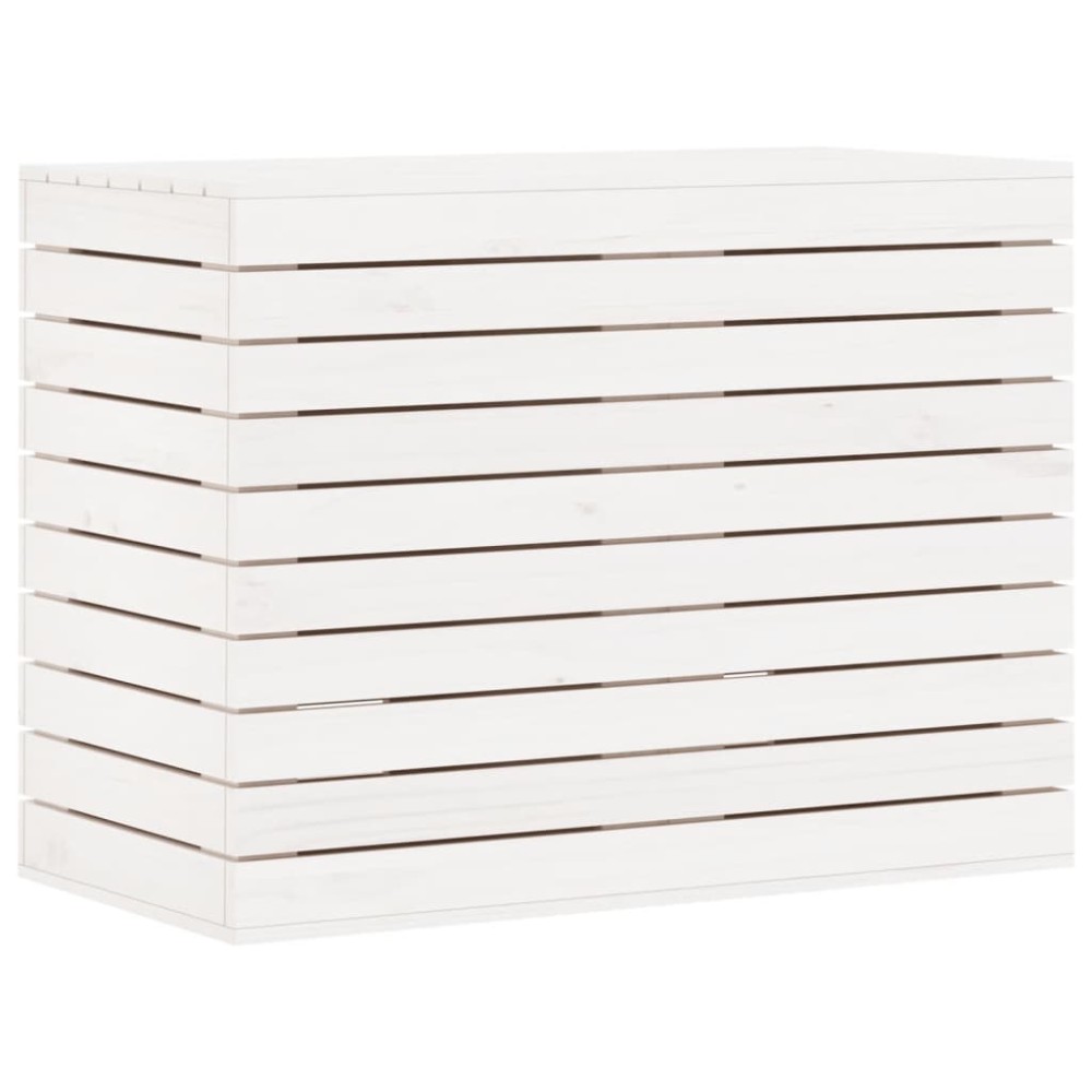 vidaXL Coș de rufe, alb, 88,5x44x66 cm, lemn masiv de pin