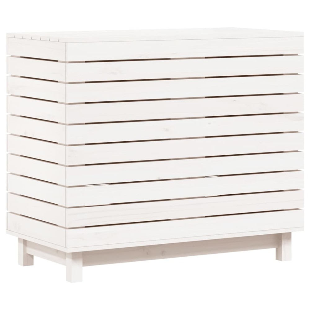 vidaXL Coș de rufe, alb, 88,5x44x76 cm, lemn masiv de pin