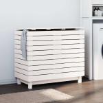 vidaXL Coș de rufe, alb, 88,5x44x76 cm, lemn masiv de pin vidaXL Coș de rufe, alb, 88,5x44x76 cm, lemn masiv de pin