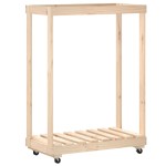 vidaXL Suport de bușteni cu roți, 76,5x40x108 cm lemn masiv pin