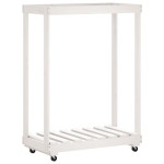 vidaXL Suport de bușteni cu roți, alb, 76,5x40x108 cm, lemn masiv pin vidaXL Suport de bușteni cu roți, alb, 76,5x40x108 cm, lemn masiv pin