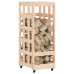 vidaXL Suport de bușteni cu roți, 40x49x110 cm, lemn masiv pin