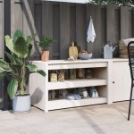 vidaXL Dulap bucătărie de exterior, alb, 106x55x64 cm, lemn masiv pin vidaXL Dulap bucătărie de exterior, alb, 106x55x64 cm, lemn masiv pin