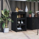 vidaXL Dulap bucătărie de exterior negru, 55x55x92 cm, lemn masiv pin vidaXL Dulap bucătărie de exterior negru, 55x55x92 cm, lemn masiv pin