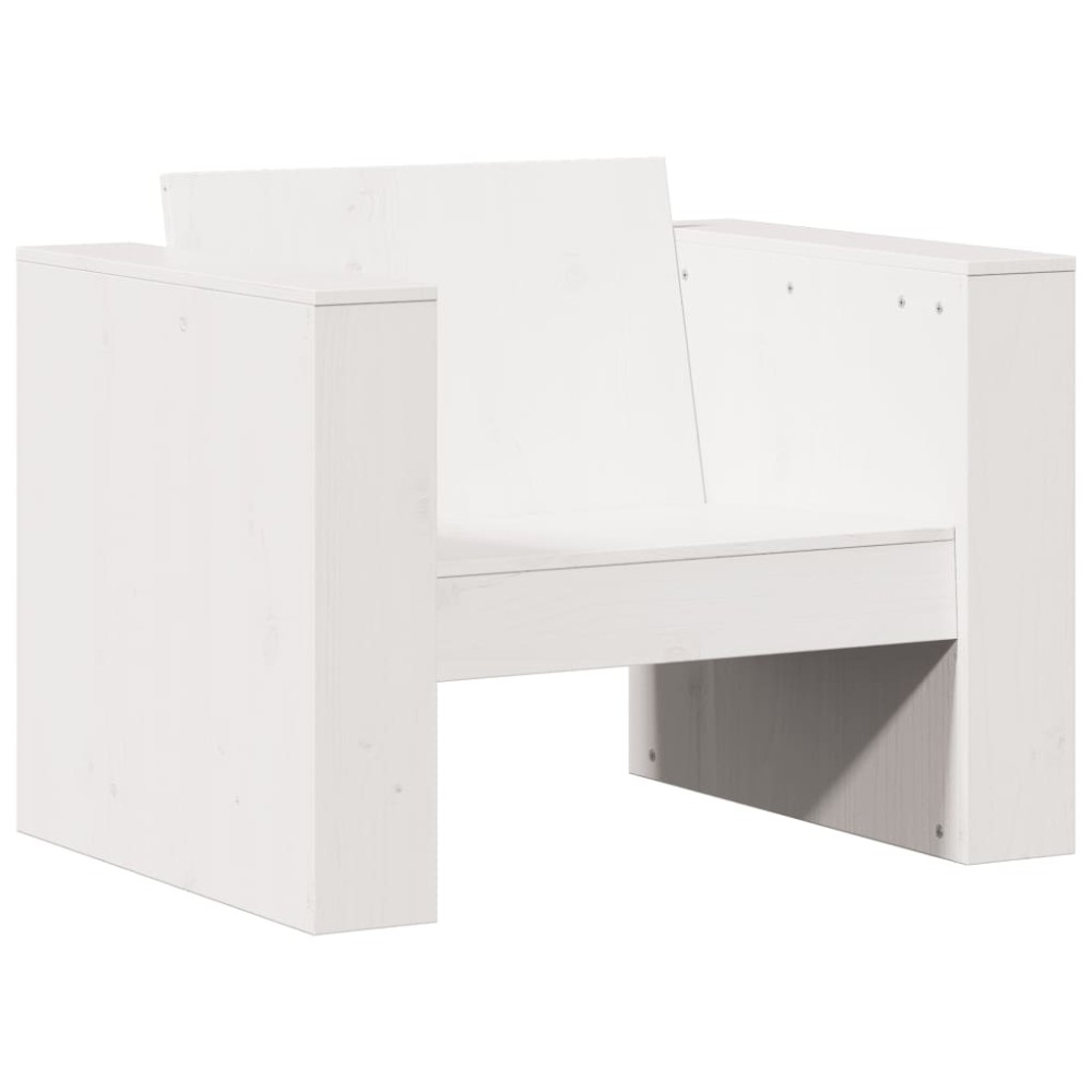 vidaXL Canapea de grădină, alb, 79x60x62 cm, lemn masiv pin