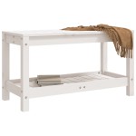 vidaXL Bancă de grădină, alb, 82,5x35x45 cm, lemn masiv de pin
