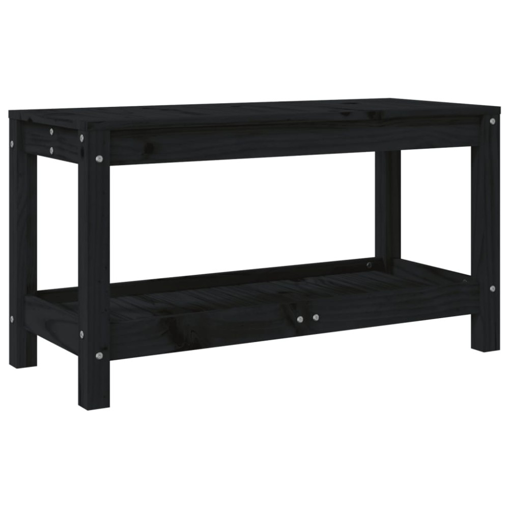 vidaXL Bancă de grădină, negru, 82,5x35x45 cm, lemn masiv de pin
