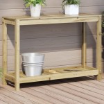 vidaXL Masă de plantare cu raft, 108x35x75 cm, lemn de pin tratat vidaXL Masă de plantare cu raft, 108x35x75 cm, lemn de pin tratat