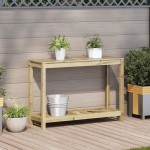 vidaXL Masă de plantare cu raft, 108x35x75 cm, lemn de pin tratat vidaXL Masă de plantare cu raft, 108x35x75 cm, lemn de pin tratat