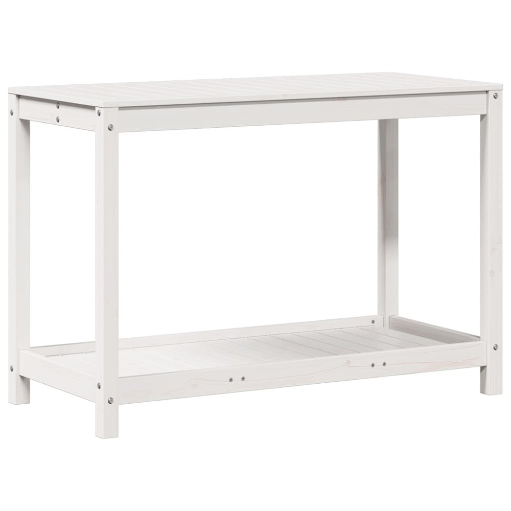 vidaXL Masă de plantare cu poliță alb 108x50x75 cm, lemn masiv de pin