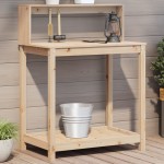 vidaXL Masă de plantare cu rafturi, 82,5x50x109,5 cm, lemn masiv pin vidaXL Masă de plantare cu rafturi, 82,5x50x109,5 cm, lemn masiv pin