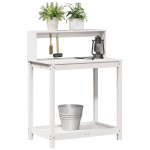 vidaXL Masă de plantare cu rafturi alb 82,5x50x109,5 cm lemn masiv pin vidaXL Masă de plantare cu rafturi alb 82,5x50x109,5 cm lemn masiv pin