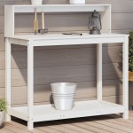 vidaXL Masă de plantare cu rafturi alb 108x50x109,5 cm lemn masiv pin vidaXL Masă de plantare cu rafturi alb 108x50x109,5 cm lemn masiv pin