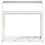 vidaXL Masă de plantare cu rafturi alb 108x50x109,5 cm lemn masiv pin vidaXL Masă de plantare cu rafturi alb 108x50x109,5 cm lemn masiv pin