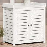 vidaXL Masă de plantare cu rafturi alb 82,5x50x86,5 cm lemn masiv pin vidaXL Masă de plantare cu rafturi alb 82,5x50x86,5 cm lemn masiv pin