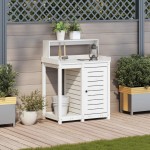 vidaXL Masă de plantare cu rafturi alb 82,5x50x109,5 cm lemn masiv pin vidaXL Masă de plantare cu rafturi alb 82,5x50x109,5 cm lemn masiv pin