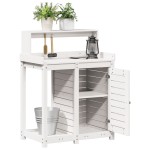 vidaXL Masă de plantare cu rafturi alb 82,5x50x109,5 cm lemn masiv pin vidaXL Masă de plantare cu rafturi alb 82,5x50x109,5 cm lemn masiv pin