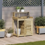 vidaXL Masă de plantare cu rafturi, 82,5x50x109,5 cm, lemn pin tratat vidaXL Masă de plantare cu rafturi, 82,5x50x109,5 cm, lemn pin tratat