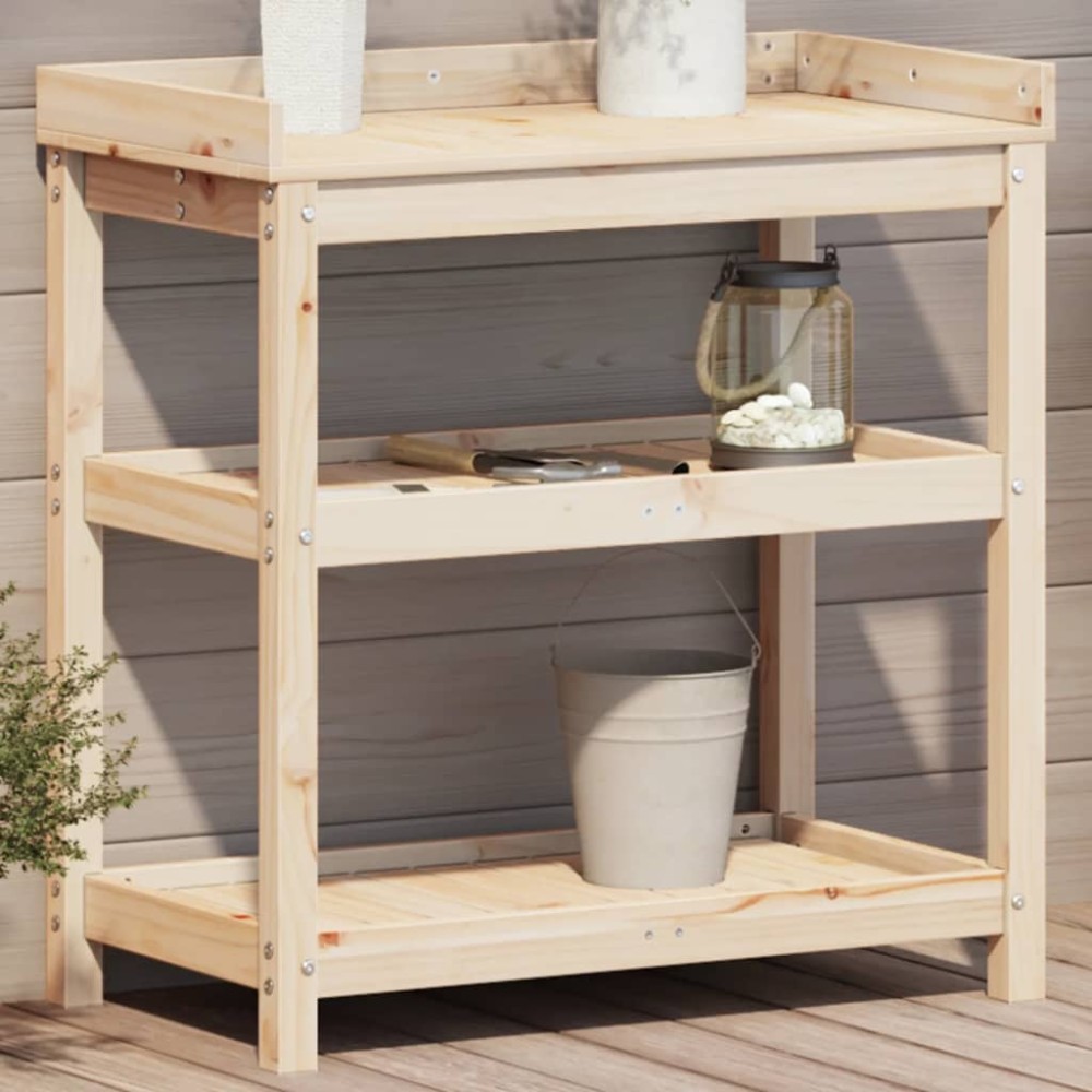 vidaXL Masă de plantare cu rafturi, 82,5x45x86,5 cm, lemn masiv pin