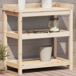 vidaXL Masă de plantare cu rafturi, 82,5x45x86,5 cm, lemn masiv pin vidaXL Masă de plantare cu rafturi, 82,5x45x86,5 cm, lemn masiv pin