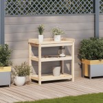 vidaXL Masă de plantare cu rafturi, 82,5x45x86,5 cm, lemn masiv pin vidaXL Masă de plantare cu rafturi, 82,5x45x86,5 cm, lemn masiv pin