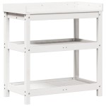 vidaXL Masă de plantare cu rafturi alb 82,5x45x86,5 cm lemn masiv pin vidaXL Masă de plantare cu rafturi alb 82,5x45x86,5 cm lemn masiv pin