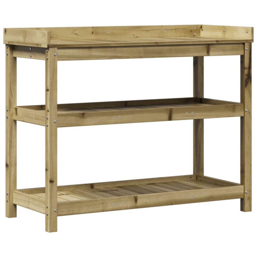 vidaXL Masă de plantare cu rafturi, 108x45x86,5 cm, lemn pin tratat