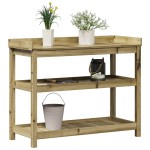 vidaXL Masă de plantare cu rafturi, 108x45x86,5 cm, lemn pin tratat vidaXL Masă de plantare cu rafturi, 108x45x86,5 cm, lemn pin tratat