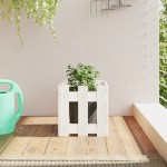 vidaXL Jardinieră grădină design gard, alb, 30x30x30 cm lemn masiv pin vidaXL Jardinieră grădină design gard, alb, 30x30x30 cm lemn masiv pin