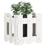 vidaXL Jardinieră grădină design gard, alb, 30x30x30 cm lemn masiv pin vidaXL Jardinieră grădină design gard, alb, 30x30x30 cm lemn masiv pin