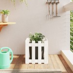 vidaXL Jardinieră grădină design gard, alb, 40x40x40 cm lemn masiv pin vidaXL Jardinieră grădină design gard, alb, 40x40x40 cm lemn masiv pin