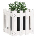 vidaXL Jardinieră grădină design gard, alb, 40x40x40 cm lemn masiv pin vidaXL Jardinieră grădină design gard, alb, 40x40x40 cm lemn masiv pin