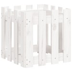 vidaXL Jardinieră grădină design gard, alb, 40x40x40 cm lemn masiv pin vidaXL Jardinieră grădină design gard, alb, 40x40x40 cm lemn masiv pin