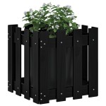vidaXL Jardinieră grădină design gard negru 40x40x40 cm lemn masiv pin