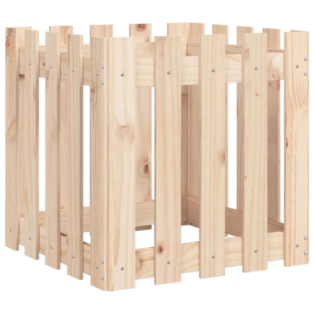 vidaXL Jardinieră grădină design gard, 50x50x50 cm, lemn masiv de pin