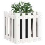 vidaXL Jardinieră grădină design gard, alb, 50x50x50 cm lemn masiv pin vidaXL Jardinieră grădină design gard, alb, 50x50x50 cm lemn masiv pin
