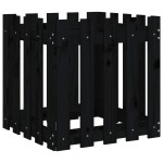 vidaXL Jardinieră grădină design gard negru 50x50x50 cm lemn masiv pin