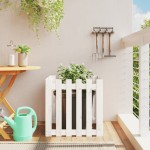 vidaXL Jardinieră grădină design gard, alb, 60x60x60 cm lemn masiv pin vidaXL Jardinieră grădină design gard, alb, 60x60x60 cm lemn masiv pin