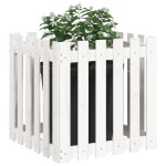 vidaXL Jardinieră grădină design gard, alb, 60x60x60 cm lemn masiv pin vidaXL Jardinieră grădină design gard, alb, 60x60x60 cm lemn masiv pin