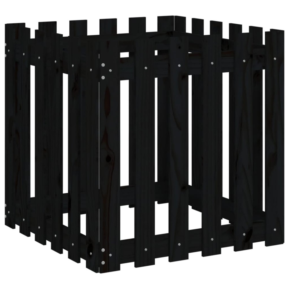 vidaXL Jardinieră grădină design gard negru 60x60x60 cm lemn masiv pin
