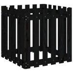 vidaXL Jardinieră grădină design gard negru 60x60x60 cm lemn masiv pin