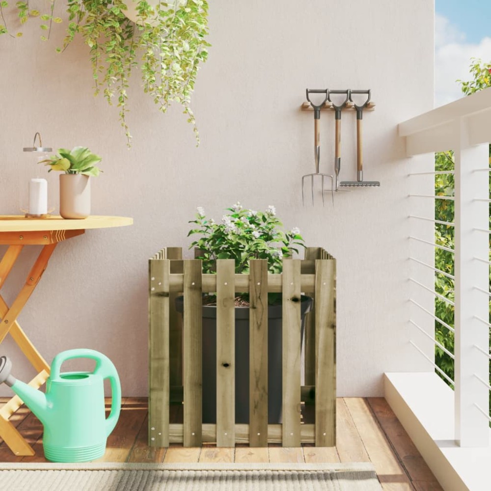 vidaXL Jardinieră grădină design gard, 60x60x60 cm, lemn pin impregnat