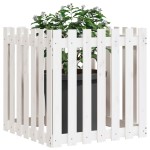 vidaXL Jardinieră grădină design gard, alb, 70x70x70 cm lemn masiv pin
