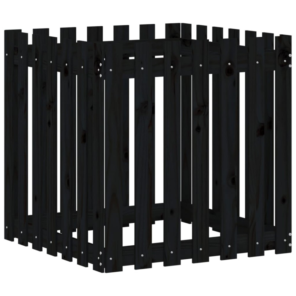 vidaXL Jardinieră grădină design gard negru 70x70x70 cm lemn masiv pin