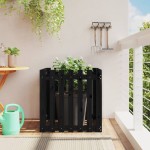 vidaXL Jardinieră grădină design gard negru 70x70x70 cm lemn masiv pin vidaXL Jardinieră grădină design gard negru 70x70x70 cm lemn masiv pin
